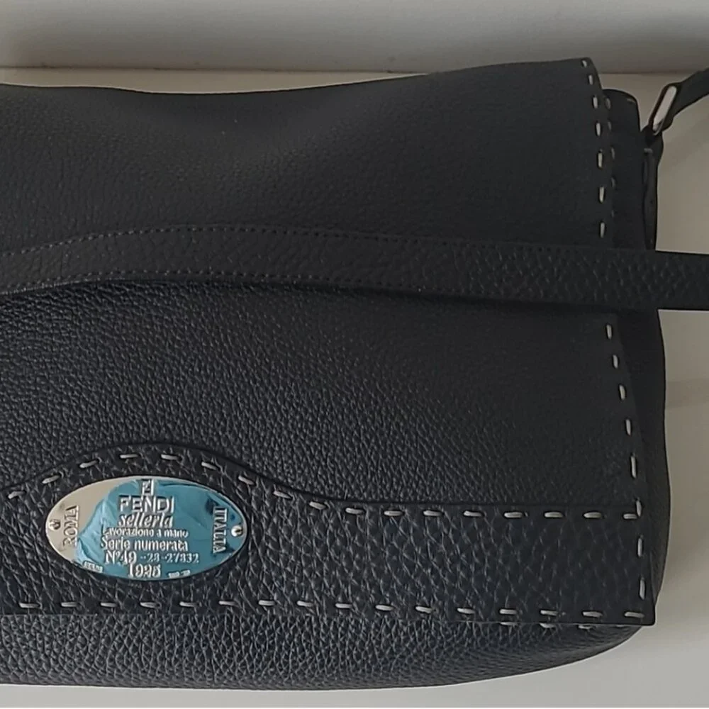 FENDI Black Leather Messenger Bag - Picture 9 of 16